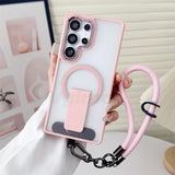 Lanyard Magnetic Folding Stand Phone Case For Samsung