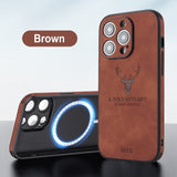 Magnetic Square Leather Shockproof deer Case For iPhone