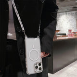 Crossbody Lanyard Necklace Transparent Magnetic Phone Case for iPhone