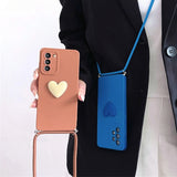 Lanyard Love Heart Silicone Case For Samsung