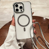 Crossbody Lanyard Necklace Transparent Magnetic Phone Case for iPhone