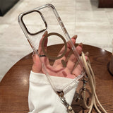 Crossbody Lanyard Necklace Transparent Magnetic Phone Case for iPhone