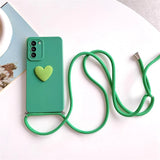 Lanyard Love Heart Silicone Case For Samsung