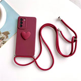Lanyard Love Heart Silicone Case For Samsung