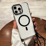 Crossbody Lanyard Necklace Transparent Magnetic Phone Case for iPhone
