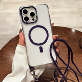 Crossbody Lanyard Necklace Transparent Magnetic Phone Case for iPhone