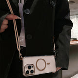 Crossbody Lanyard Necklace Transparent Magnetic Phone Case for iPhone