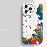 Custodia in silicone con fiori dipinti ad olio per iPhone