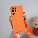 Crossbody Strap Lanyard Liquid Silicone Case For Samsung