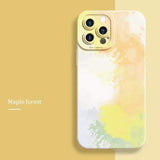 Custodia in silicone con fiori dipinti ad olio per iPhone