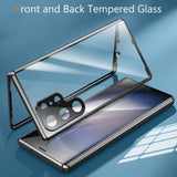 Custodia protettiva in vetro anti-peeping HD con schermo full surround magnetico a 360° in lega metallica per Samsung