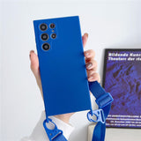 Crossbody Strap Lanyard Liquid Silicone Case For Samsung