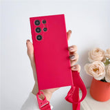 Crossbody Strap Lanyard Liquid Silicone Case For Samsung