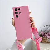 Crossbody Strap Lanyard Liquid Silicone Case For Samsung