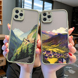 Aesthetic Painted Mountain Scenery Case for iphone