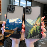 Aesthetic Painted Mountain Scenery Case for iphone
