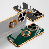 Custodia magnetica con supporto per anello in silicone per iPhone