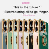 Custodia magnetica con supporto per anello in silicone per iPhone