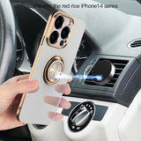 Custodia magnetica con supporto per anello in silicone per iPhone