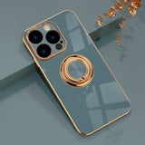 Custodia magnetica con supporto per anello in silicone per iPhone