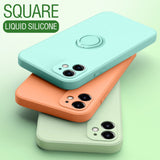Liquid Silicone Ring Holder Magnetic Case For iPhone