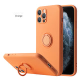 Liquid Silicone Ring Holder Magnetic Case For iPhone