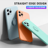 Liquid Silicone Ring Holder Magnetic Case For iPhone