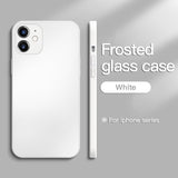 Custodia quadrata in vetro temperato satinato per iPhone