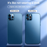 Custodia quadrata in vetro temperato satinato per iPhone