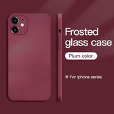 Custodia quadrata in vetro temperato satinato per iPhone