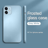 Custodia quadrata in vetro temperato satinato per iPhone