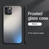 Custodia quadrata in vetro temperato satinato per iPhone