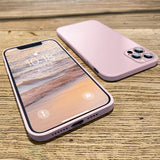 Custodia quadrata in vetro temperato satinato per iPhone