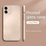 Custodia quadrata in vetro temperato satinato per iPhone