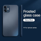 Custodia quadrata in vetro temperato satinato per iPhone