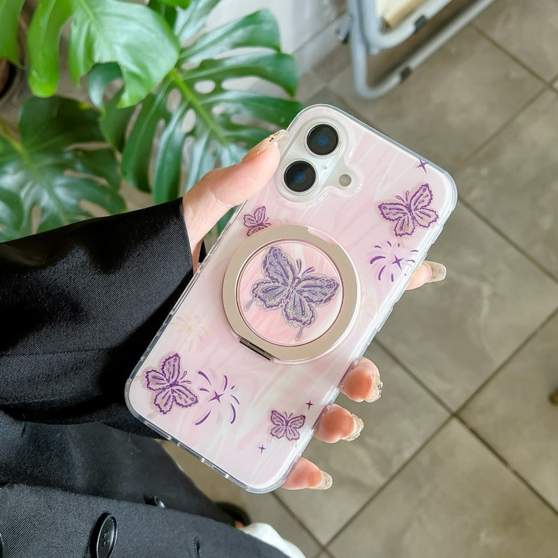 Butterfly Bracket Magnetic Phone Case For iPhone