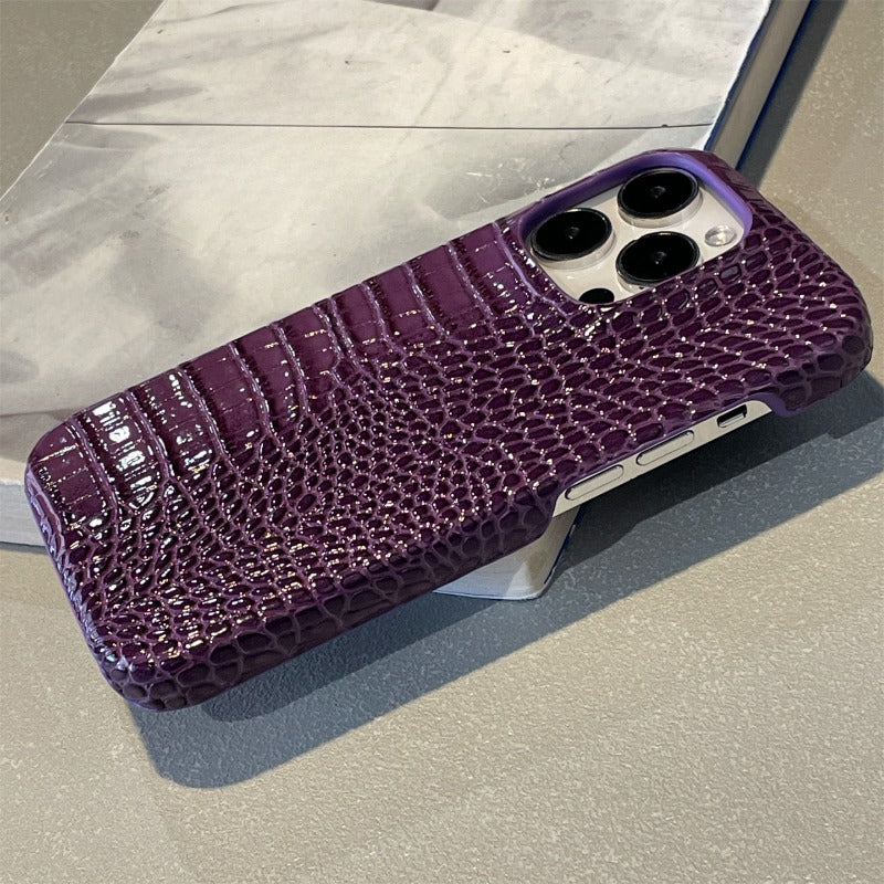 Dark Purple Crocodile Pattern Phone Case For iPhone