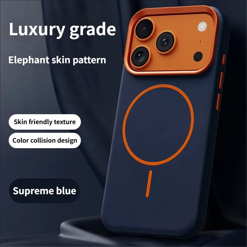 Elephant Leather Texture Simple High-end Magnetic Phone Case For iPhone