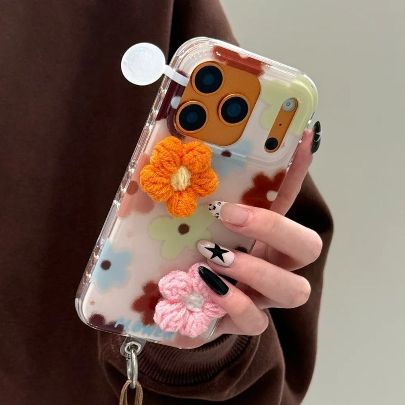 3D Knitted Flower Phone Case For iPhone