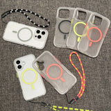 Simple Magnetic Corrugated Pattern Phone Case with Lanyard For iPhone