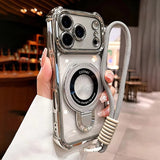Transparent Magnetic Stand Plating Phone Case For iPhone