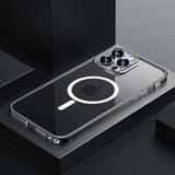 Metal Frame Transparent Magnetic Mobile Phone Case For iPhone