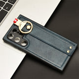 Wrist Strap Lanyard Leather Phone Case For Samsung