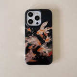 Luckly Koi Goldfish Beautiful Sparkle Glossy Glacial Texture Cover Case For iPhone