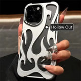 Fashion Matte 3D Hollowed Flame Phone Case For iPhone