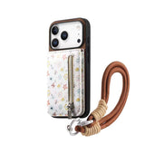 Zipper Card Holder with Lanyard Phone Case For iPhone
