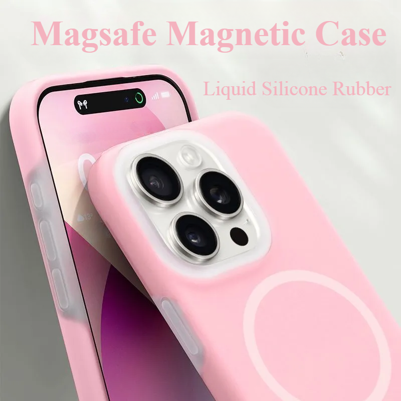 Solid Color Jelly Magnetic Liquid Silicone Phone Case For iPhone