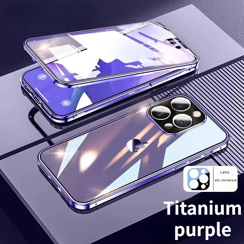 Custodia magnetica in metallo a doppio strato per iPhone