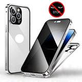 Double Glass Anti-Peep Privacy Magnetic Adsorption Case For iPhone