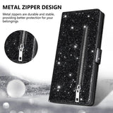 Zipper Glitter Wallet Leather Case For iPhone